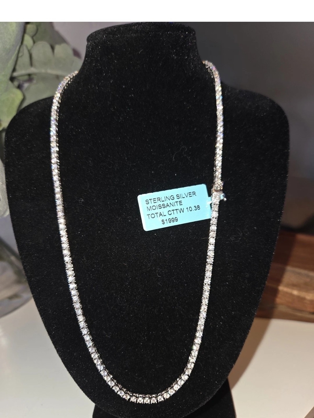 925 Sterling Silver And Moissanite Tennis Chain 18In 10.38 Cttw Of Moissinate